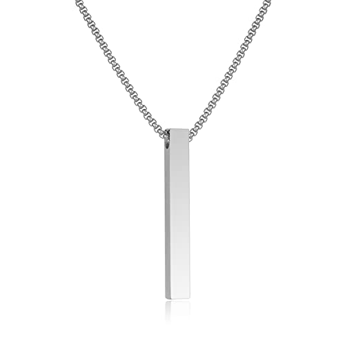 Bar Pendant Necklace for Men Stainless Steel 22inch