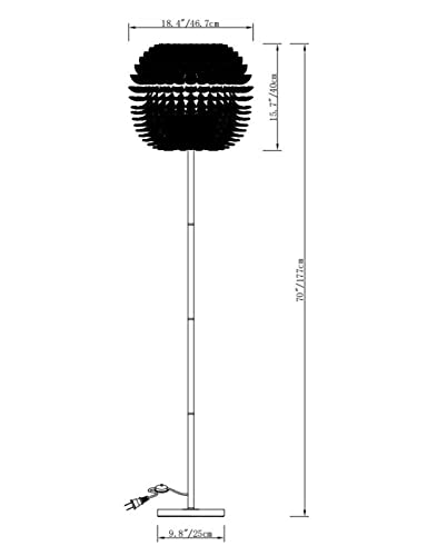 Elegant White Feather Standing Lamp with On/Off Switch in Line