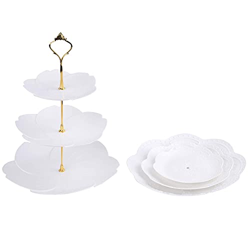 3 Pack of  3 Tiers White Plastic Cupcake/Dessert Stand