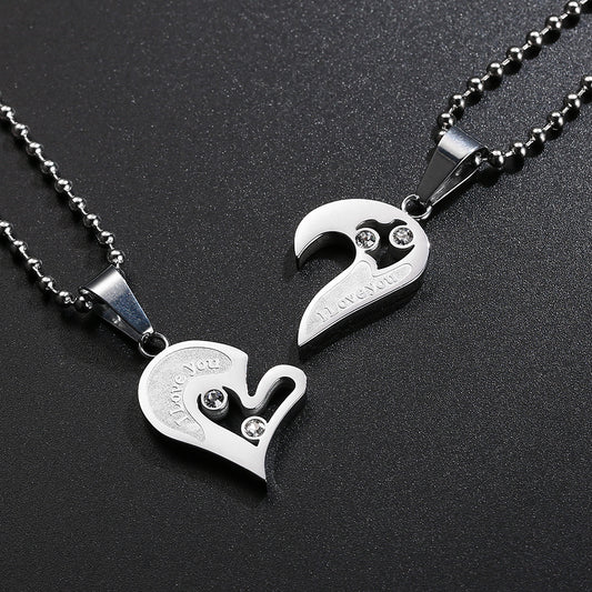 Matching Couples Necklace, His and Hers Stainless Steel