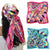 35" Large Satin Square Head Scarf - 2Pcs Silk Like Floral Head Scarves Square