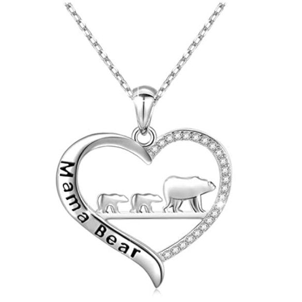 Mama Bear Necklace Perfect Gift for Wife / Mom Mother's Day Gift -Silver-2