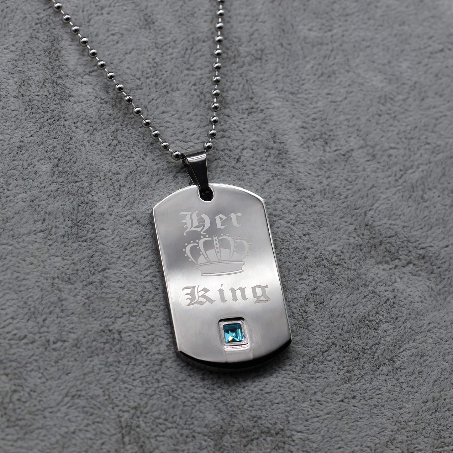 Titanium Metal Color Square Dog Tag Military Couple Necklace- White