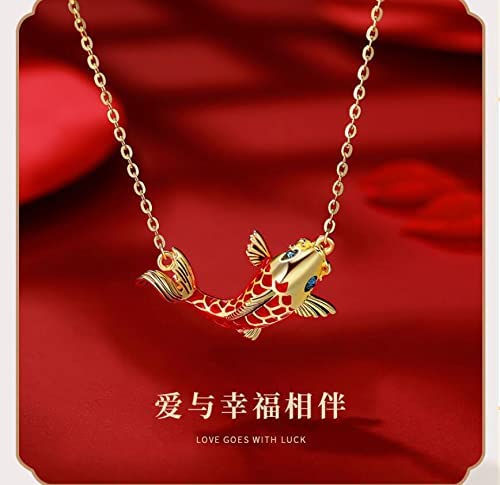 Dainty Goldfish Pendant Necklace Copper Koi Fish Lucky Necklace for Women Jewelry Gifts