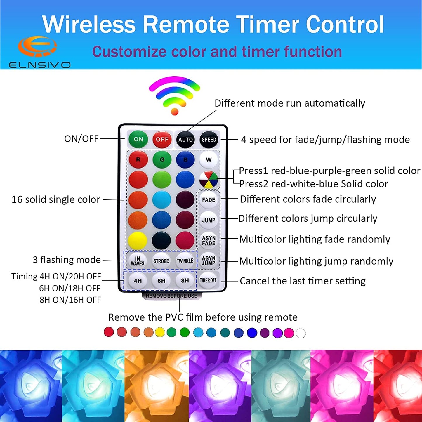 Colorful Rose Lamp Mothers Day Gifts, 18In Color Changing Rose Tree Lamp for Mom