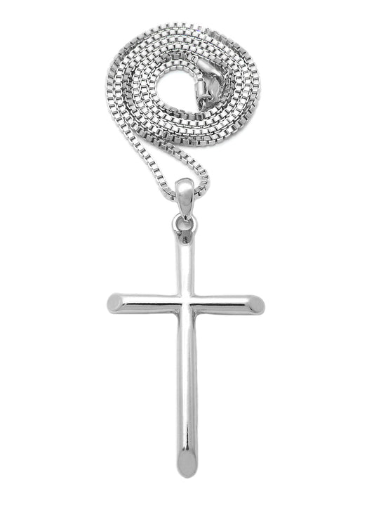 Cross Pendant w/ Box Chain Fashion Necklace for Men & Women