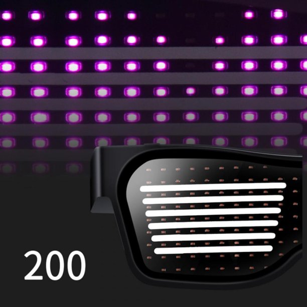 Pink LED Customizable Bluetooth Glasses for Party, APP Control LED Display Smart Glasses, USB Rechargeable