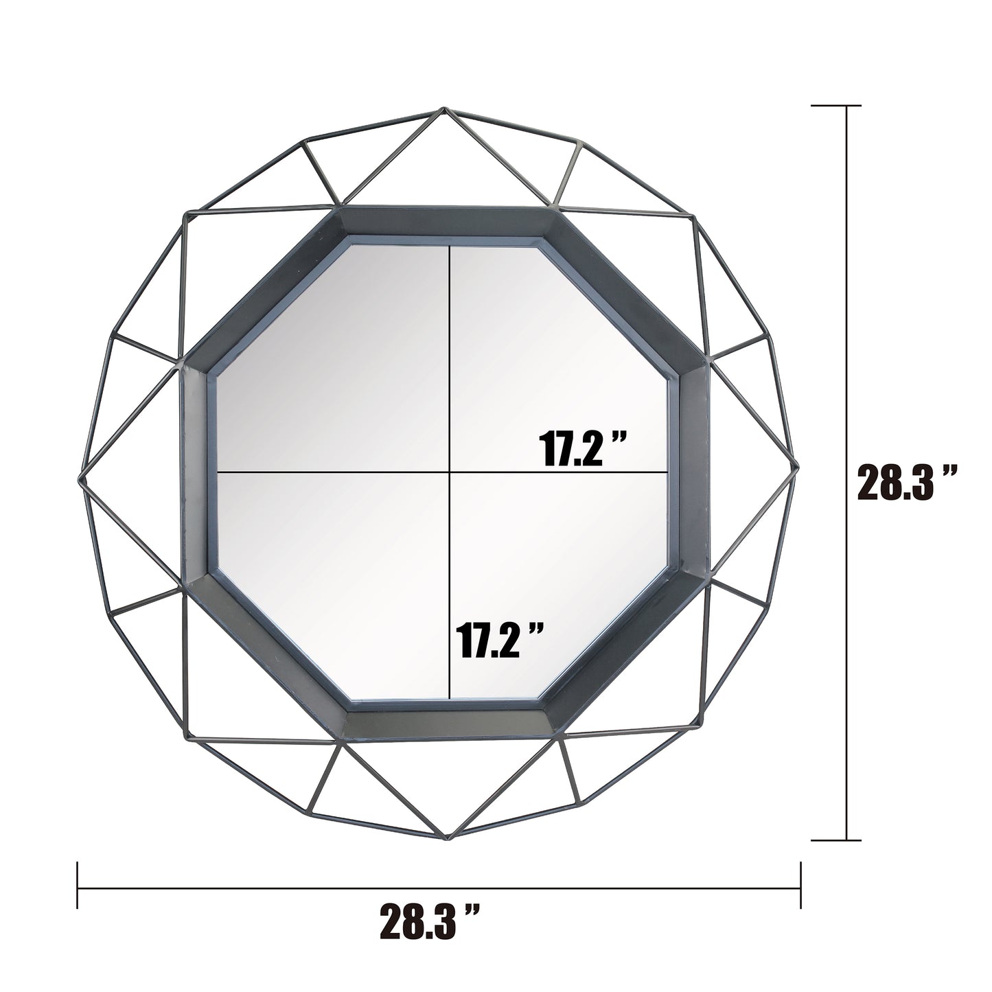 28.3"  Modern Geometric Metal Wall Mirror