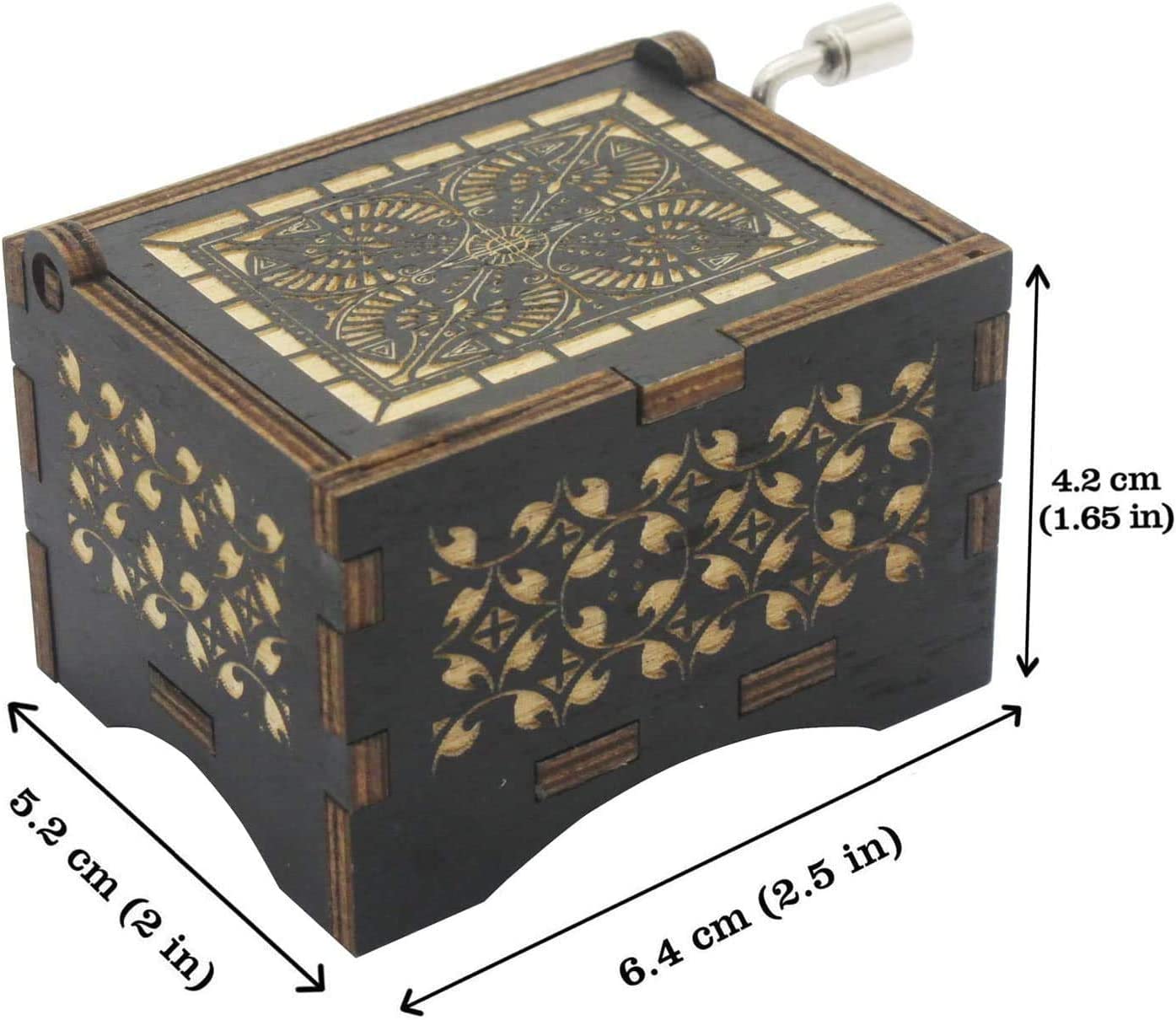 Can't Help Falling in Love Wood Music Box, Antique Engraved Best Gift fort Valentines Day (BLACK)