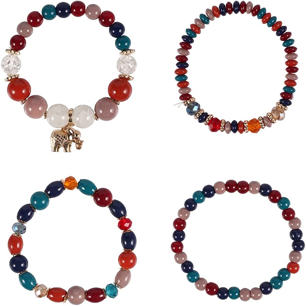 Bohemian Bracelets for Women Stretch Multilayer Colorful Beads Bracelet