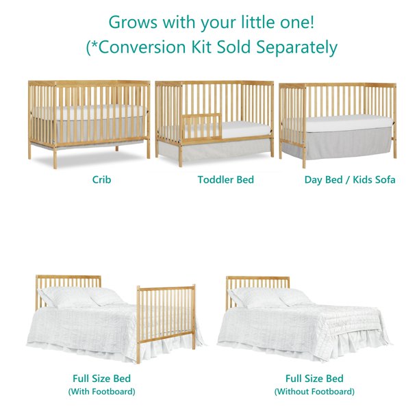 5-in-1 Convertible Crib, Natural