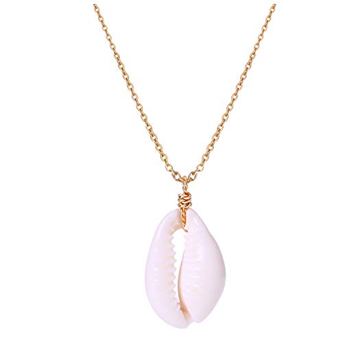 Shell Pendant Choker Necklace for Women  Adjustable 18K Gold Plated Cable Chain