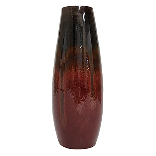 12.25 Inch High Ceramic Red Floor Vase