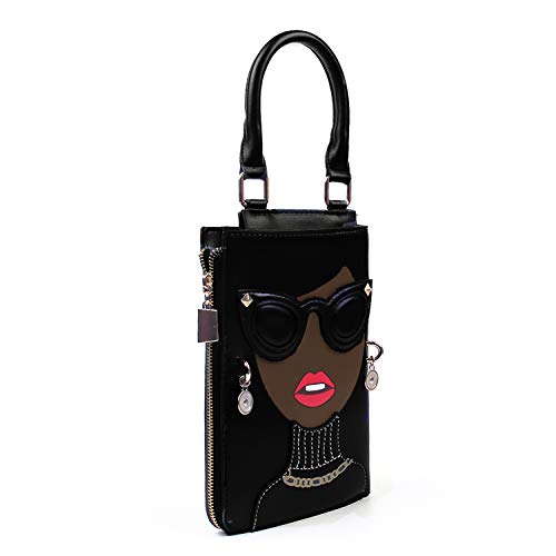 Novelty Lady Face Shoulder Bags Funky PU Leather Top Handle Satchel Handbags Clutch Purse for Women