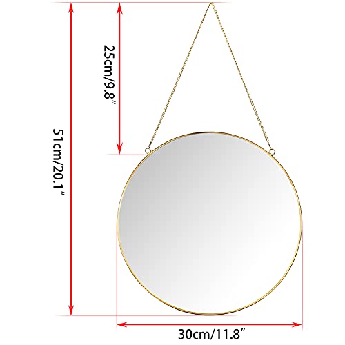 Set of 2 Brass Frame Wall Mirror Decoration