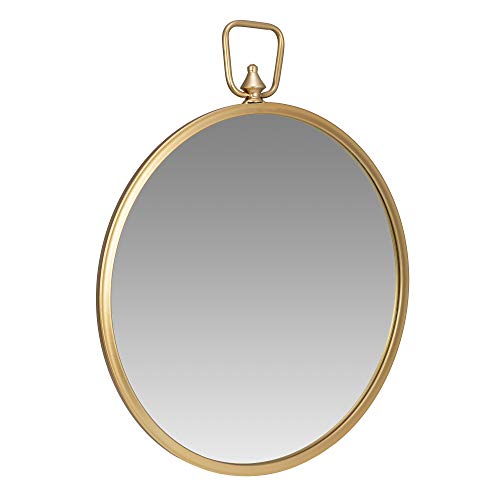 Gold Round Wall Mirror w/ Decorative Handle