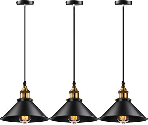 Vintage Industrial Pendant Light E26 E27 Base Fixture- 3 Pack