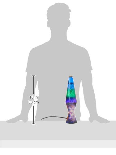 Lava Lamp 2600 14.5-inch, with Silver Glitter Clear Liquid, Tri-Colored Globe Galaxy Base