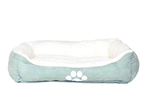 Reversible Rectangle Pet Bed w/ Dog Paw Printing, 25 by 21 inches