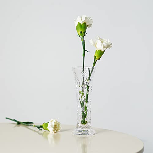 Glass Flower Vase, Small Clear Vase for Flowers, Clear Crystal Vases for Centerpieces, Bud Vases