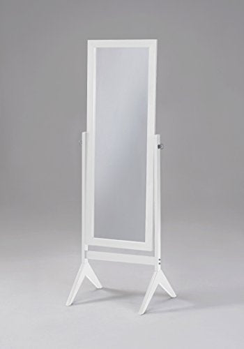 White Finish Wooden Free Standing Floor Mirror