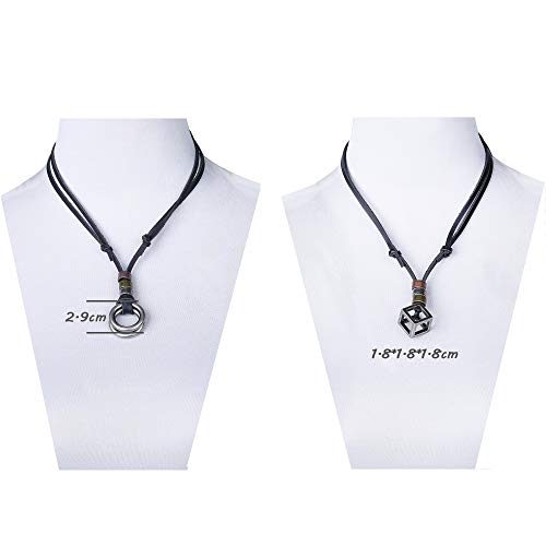 4pcs Leather Vintage Necklace for Men/Women