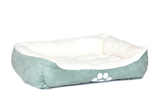 Reversible Rectangle Pet Bed w/ Dog Paw Printing, 25 by 21 inches