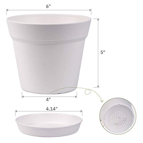 15 Pack 6 inch Plastic Planters w/ Multiple Drainage Holes & Tray