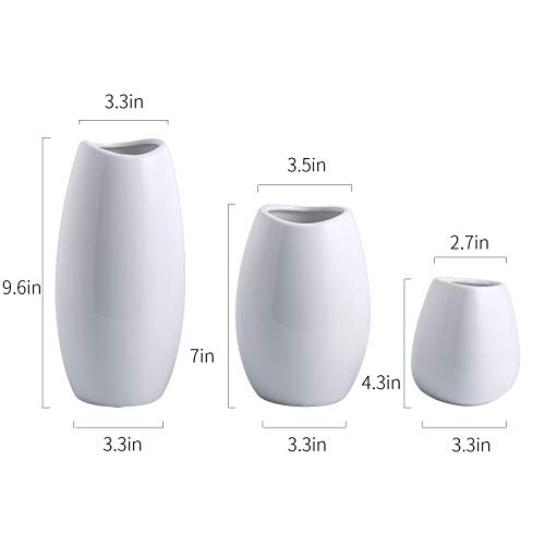 Set of 3 White Ceramic Vase Home Decorations