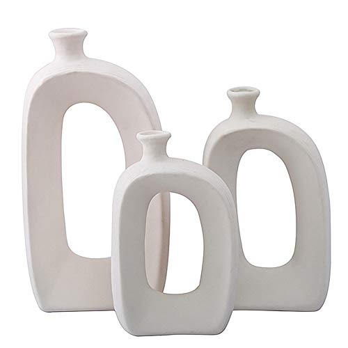 White Ceramic Vase - 3 Set Vases. Matte Design