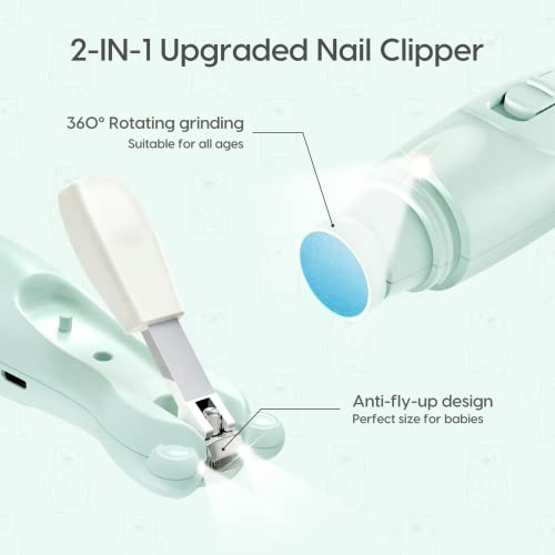 Electric Baby Nail Filer & Baby Nail Clippers w/ Light Set