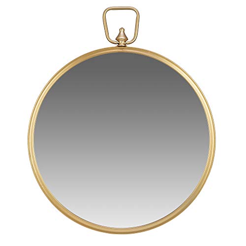 Gold Round Wall Mirror w/ Decorative Handle