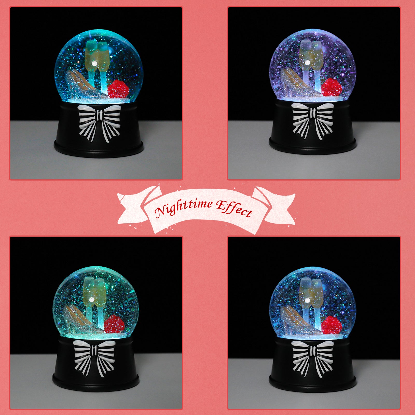 Snow Globe for Lover w/  Color Changing LED Lights