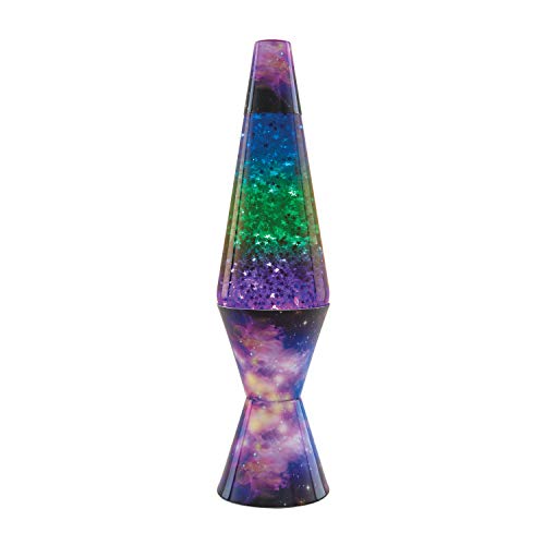 Lava Lamp 2600 14.5-inch, with Silver Glitter Clear Liquid, Tri-Colored Globe Galaxy Base