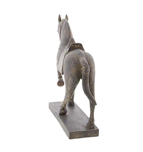 Traditional Polystone Horse Sculpture, 14"L x 4"W x 15"H, Brown