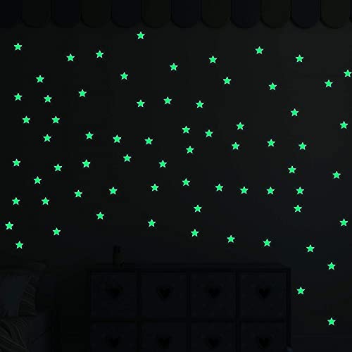 100 Pcs Glow in The Dark Luminous Stars Fluorescent Noctilucent Plastic Wall Stickers