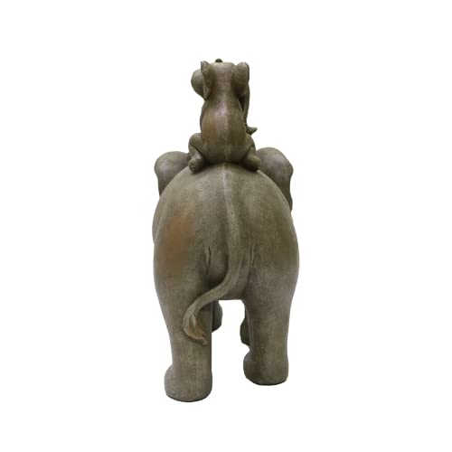 8" H 3 Baby Elephants Riding an Elephant Resin Statue Figurine Home Decoration