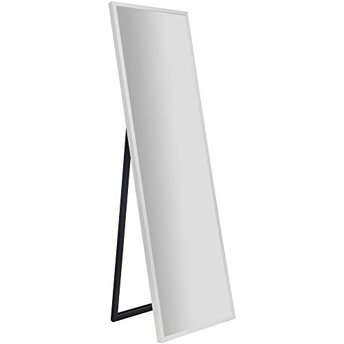 Framed Floor Free Standing Easel Full Length Mirror, 16" x 57", White