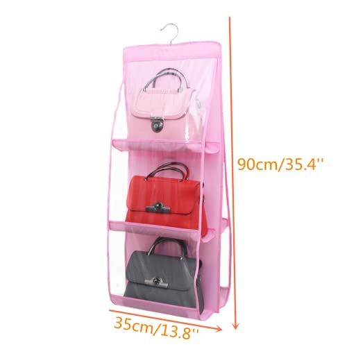 2 Pcs 6 Pockets Hanging Purse Handbag Organizer