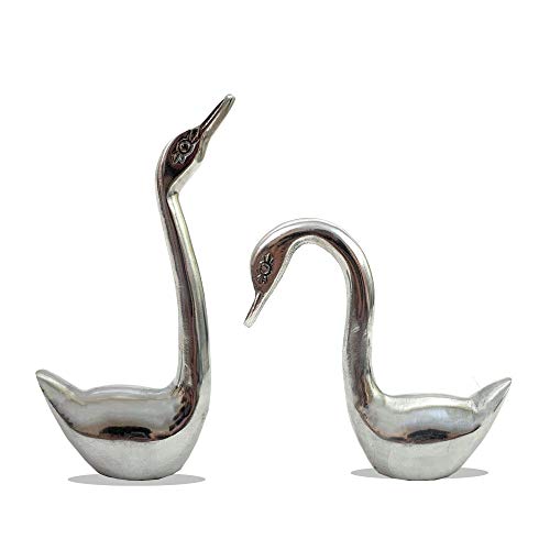 Aluminum Swan Figurine Paperweight, 8" &  6" for Home Decoration