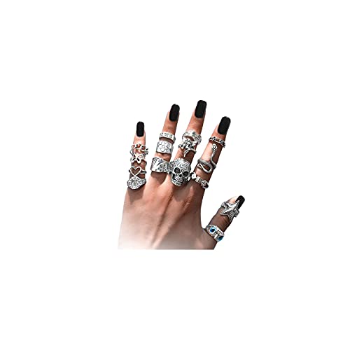 Vintage Silver Open Punk Rings for Men Women