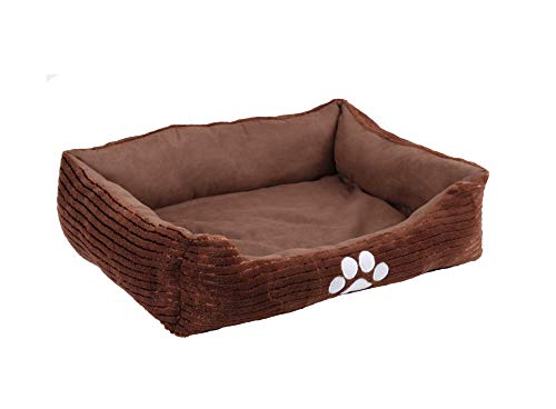 Reversible Rectangle Pet Bed w/ Dog Paw Printing, 25 by 21 inches