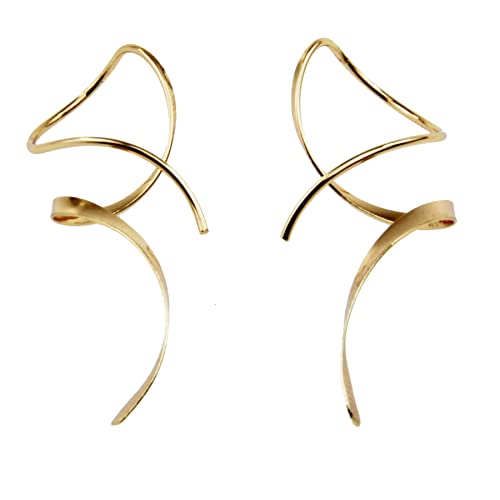 Earrings for Women Spiral threader earrings 14K gold earrings hand bent dangle earrings for women