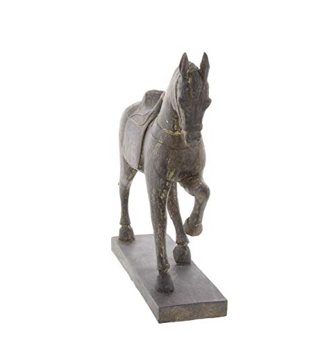 Traditional Polystone Horse Sculpture, 14"L x 4"W x 15"H, Brown