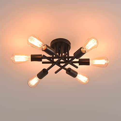 Light Fixtures Ceiling Mount 6 Lights, Modern Semi Flush