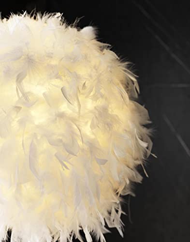 Elegant White Feather Standing Lamp with On/Off Switch in Line