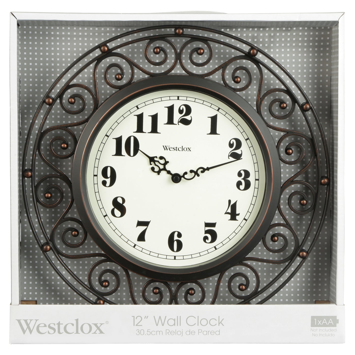 Wrought Iron Style 12" Round Wall Clock