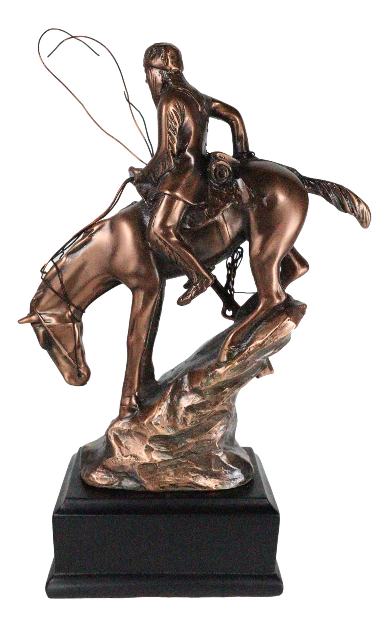 Native Indian Warrior Hunter w/ Rifle & Rope On Horse Figurine