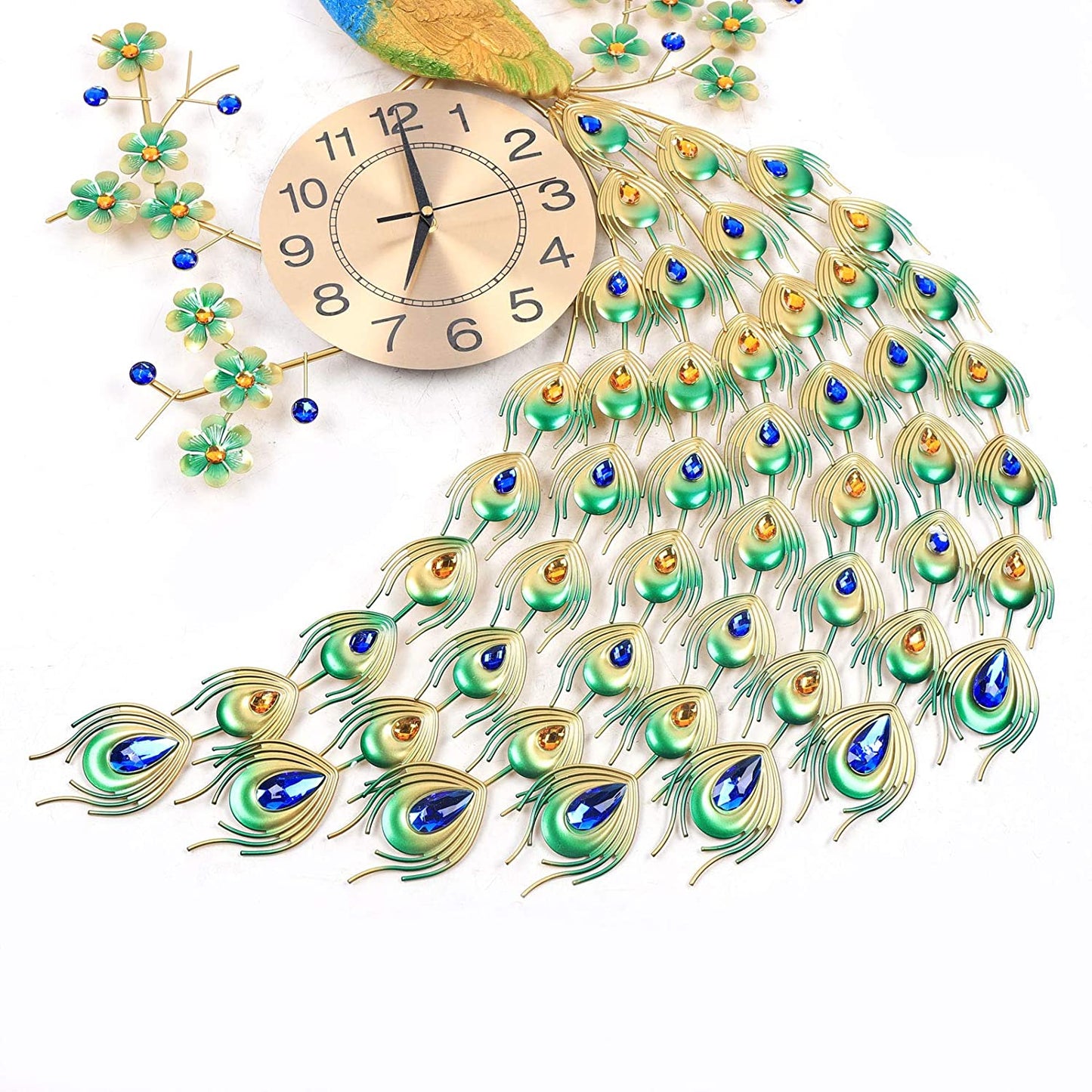 Pea-Cock Wall Clocks Luxury 3D Crystal Quartz Home Decoration