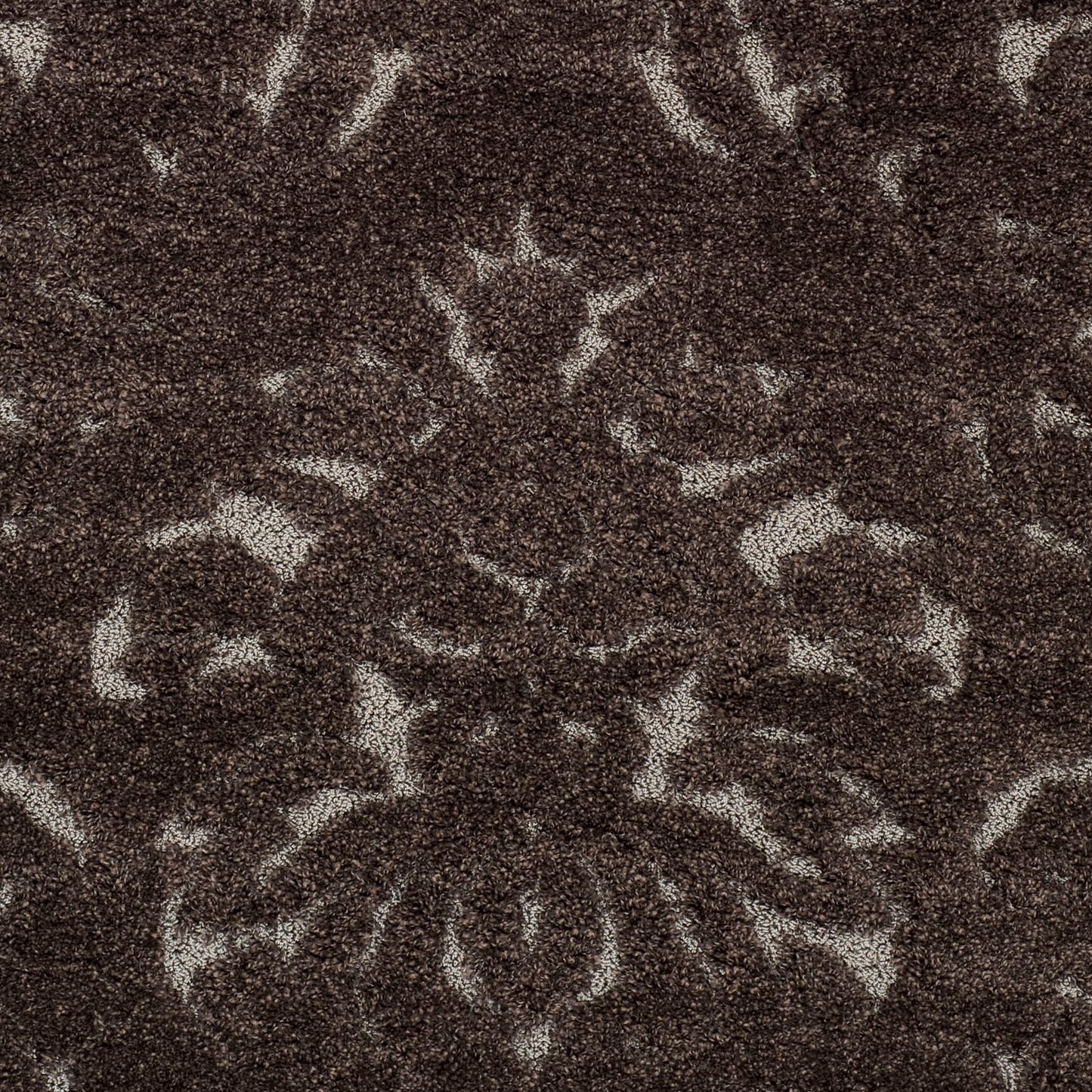 Florida Desmond Damask Plush Shag Area Rug, Dark Brown/Smoke, 3'3" x 5'3"